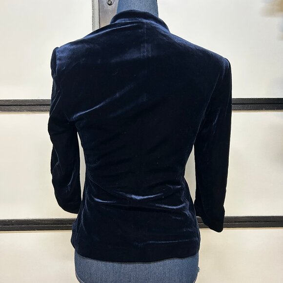 Eliza J Dark Blue Velvet Jacket/Blazer, Size XS - Picture 2 of 5